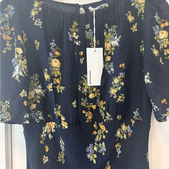 Reformation Floral Maxi Dress - Navy and Yellow - Picture 11 of 13